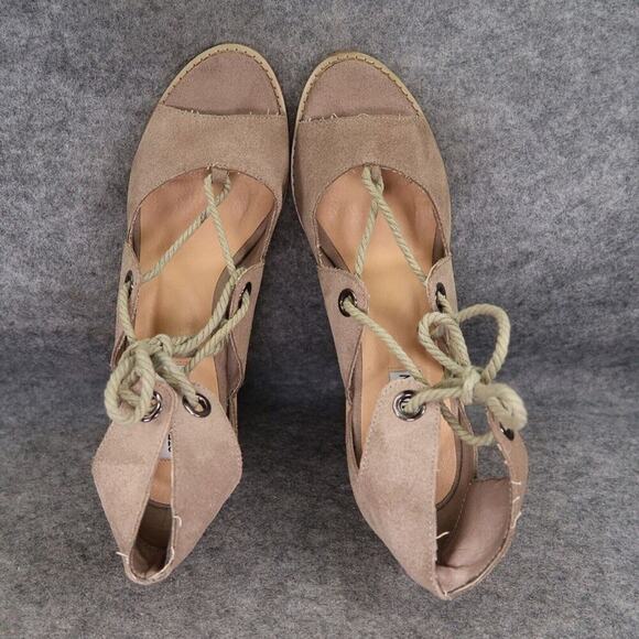 Steve Madden Shoes Womens 9.5 Sandal Block Heel Leather Lace Up Fashion Open Toe - Picture 6 of 14
